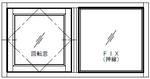 [マドリノ]　長方形770×392　回転窓+FIX窓