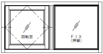 [マドリノ]　長方形770×392　回転窓+FIX窓