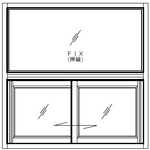 [マドリノ]　正方形770×770　引き違い+FIX窓